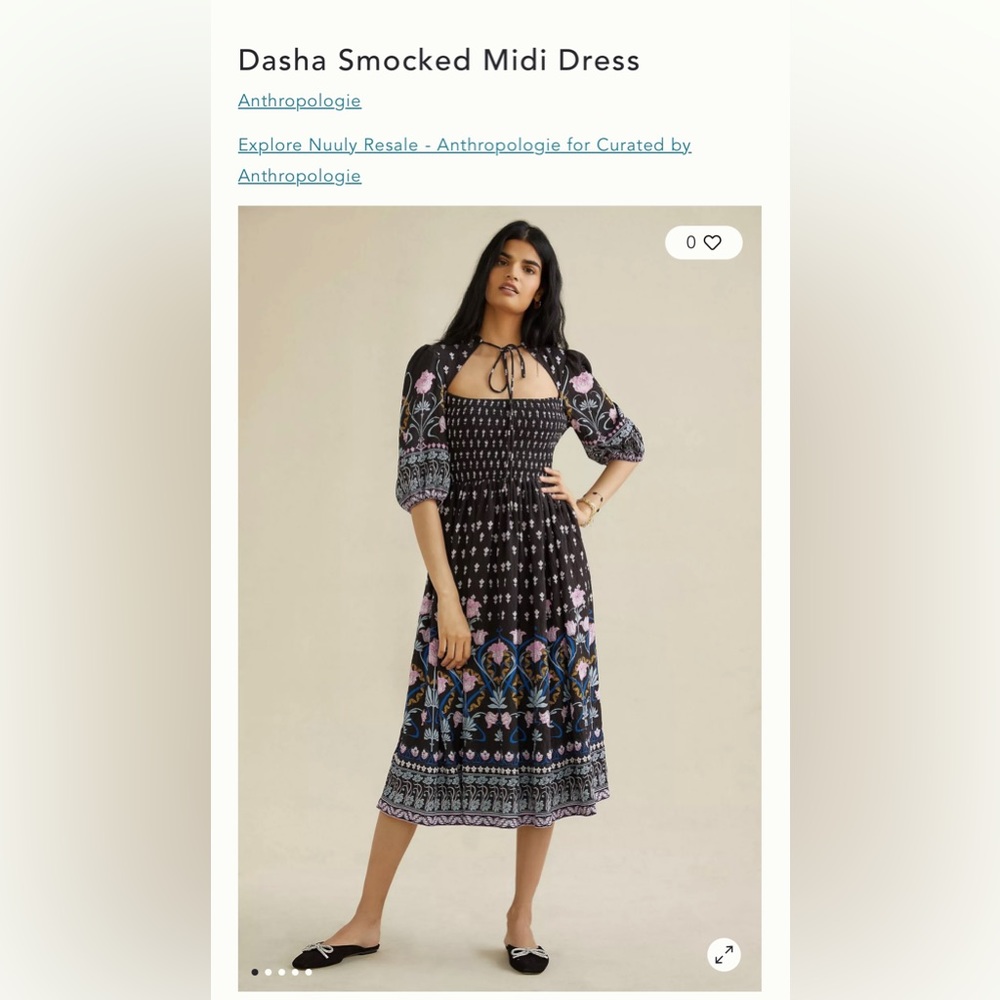 Anthropologie Dasha Smocked Midi Dress